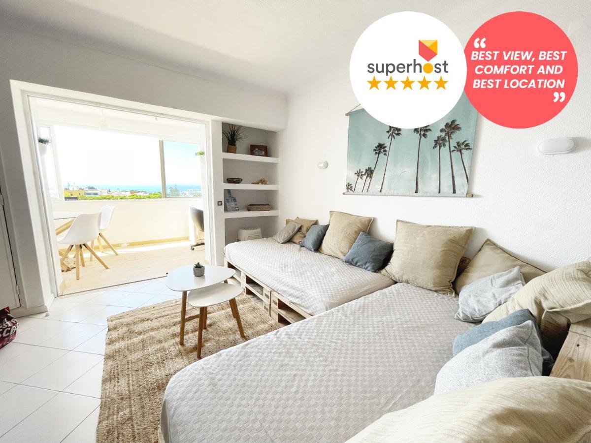 Panoramic Seaview - 2 Bedroom, Main Ave, 15 Min Walk Beach, Workspace Albufeira Bagian luar foto
